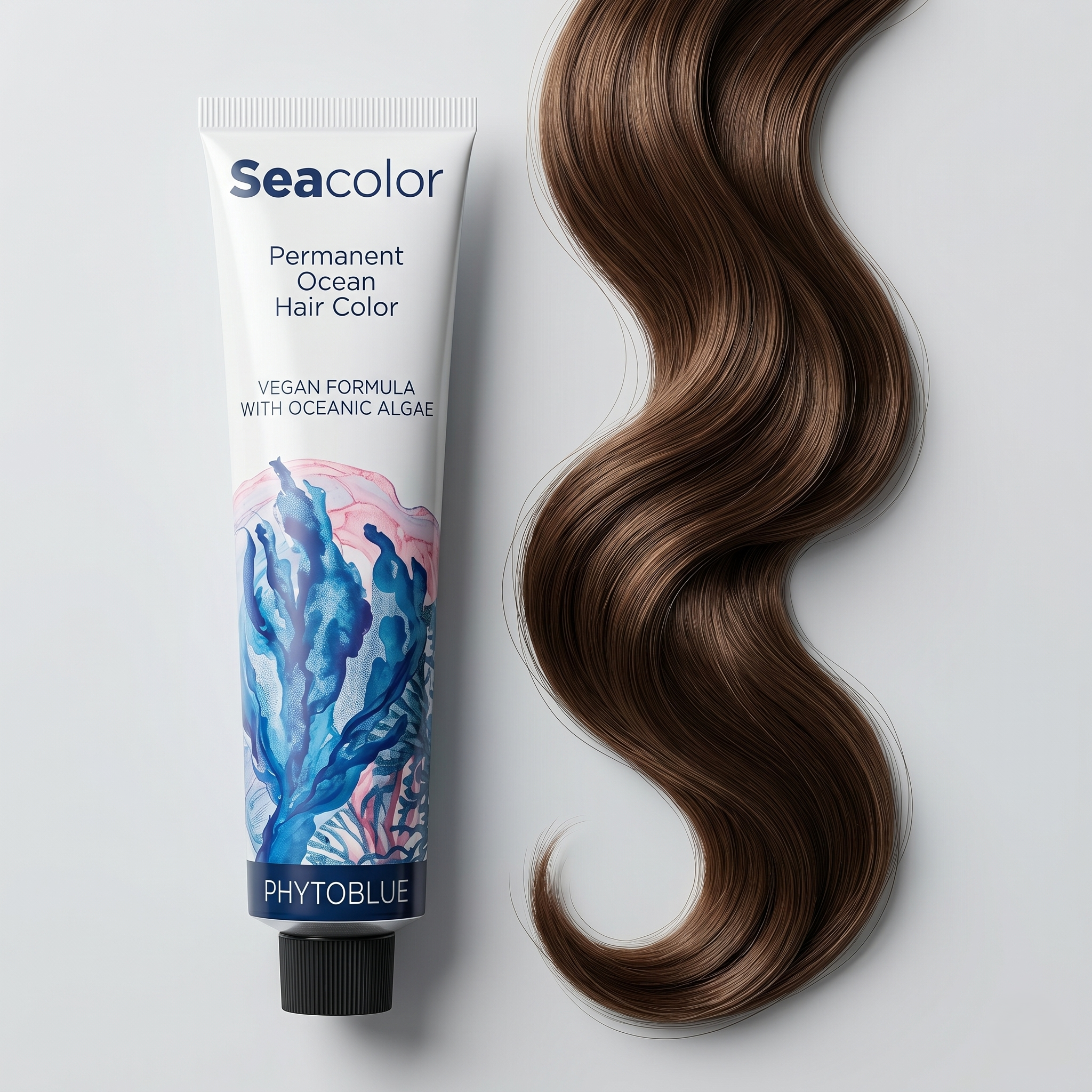 PHYTOBLUE Sea Color Tinte Permanente Profesional Para Cabello Vegano Sin PPD – Cobertura Total de Canas, Coloración Capilar de Larga Duración con Algas Mediterráneas, Brillo Intenso y Protección de Fibra Capilar
