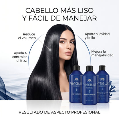 PHYTOBLUE Ocean Liss Kit Alisador de Cabello Profesional Tratamiento Antifrizz y Reducción de Volumen