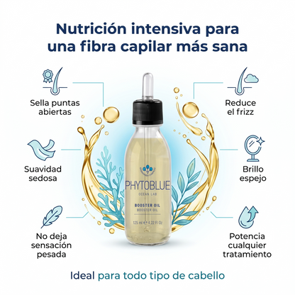 PHYTOBLUE Booster Oil Aceite para Cabello 125 ml | Nutrición Profunda, Reparación, Anti Frizz y Brillo para Cabello Seco y Dañado