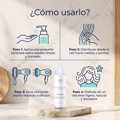 Crema para Peinar Voluminizadora PHYTOBLUE Koral Reef Volume 150 ml | Volumen para Cabello Fino