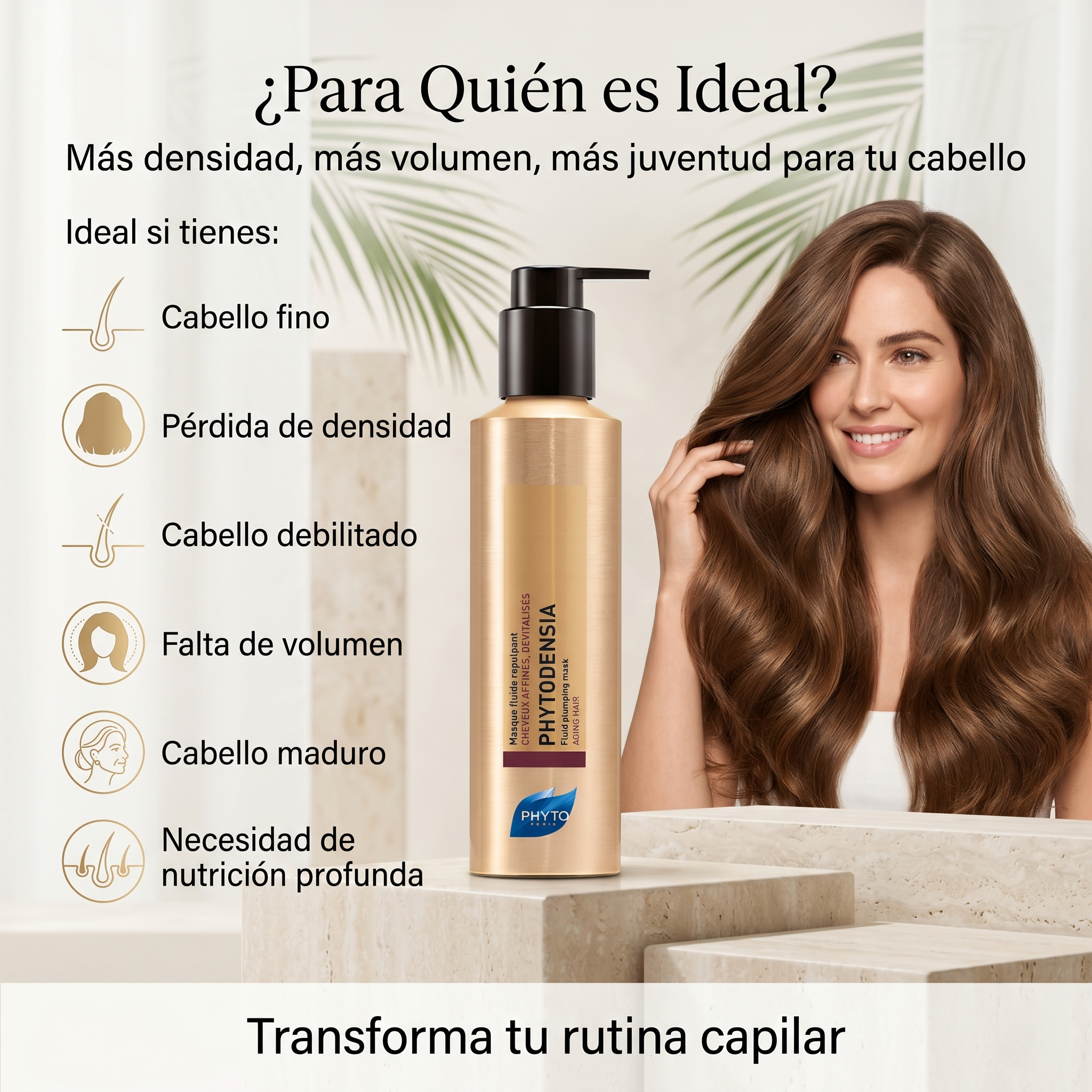 PHYTO PARIS Phytodensia Mascarilla Densificante para Cabello Fino | Aporta Volumen, Densidad y Vitalidad