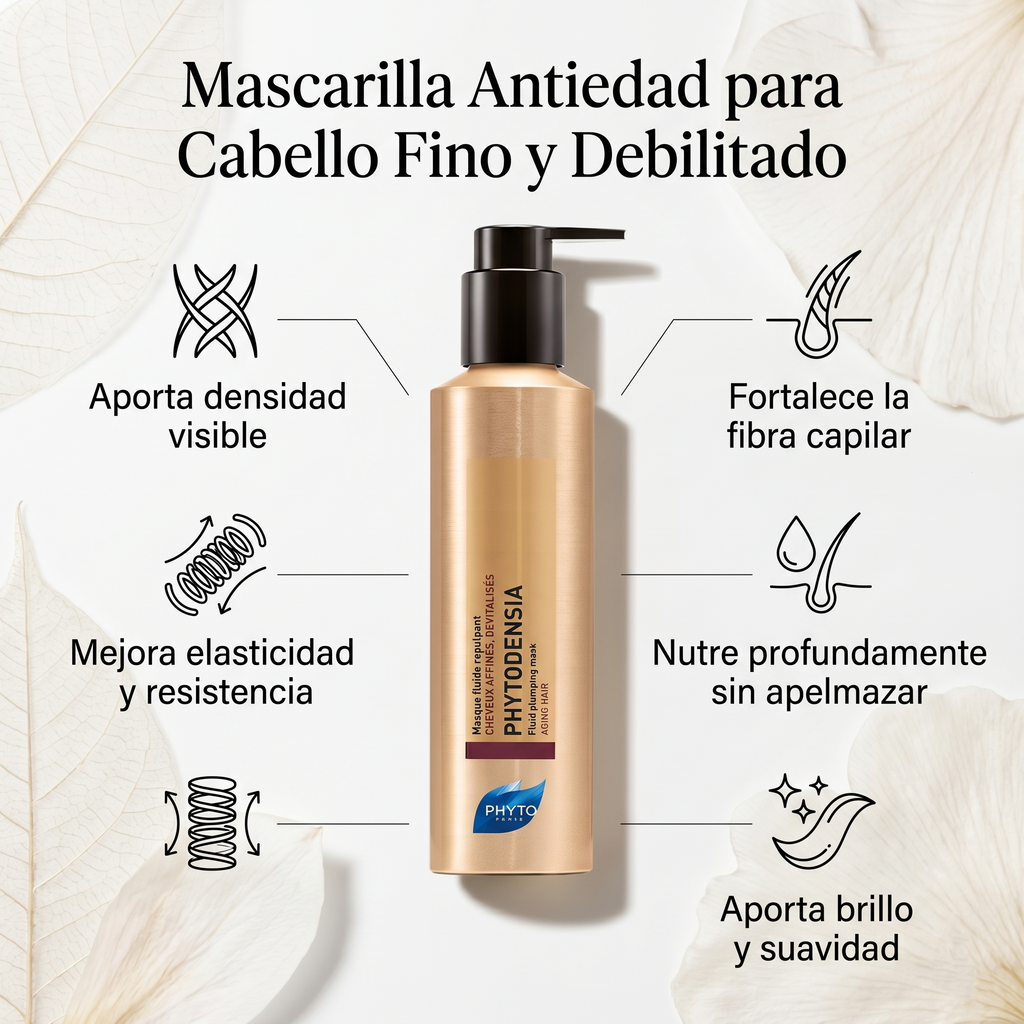 PHYTO PARIS Phytodensia Mascarilla Densificante para Cabello Fino | Aporta Volumen, Densidad y Vitalidad