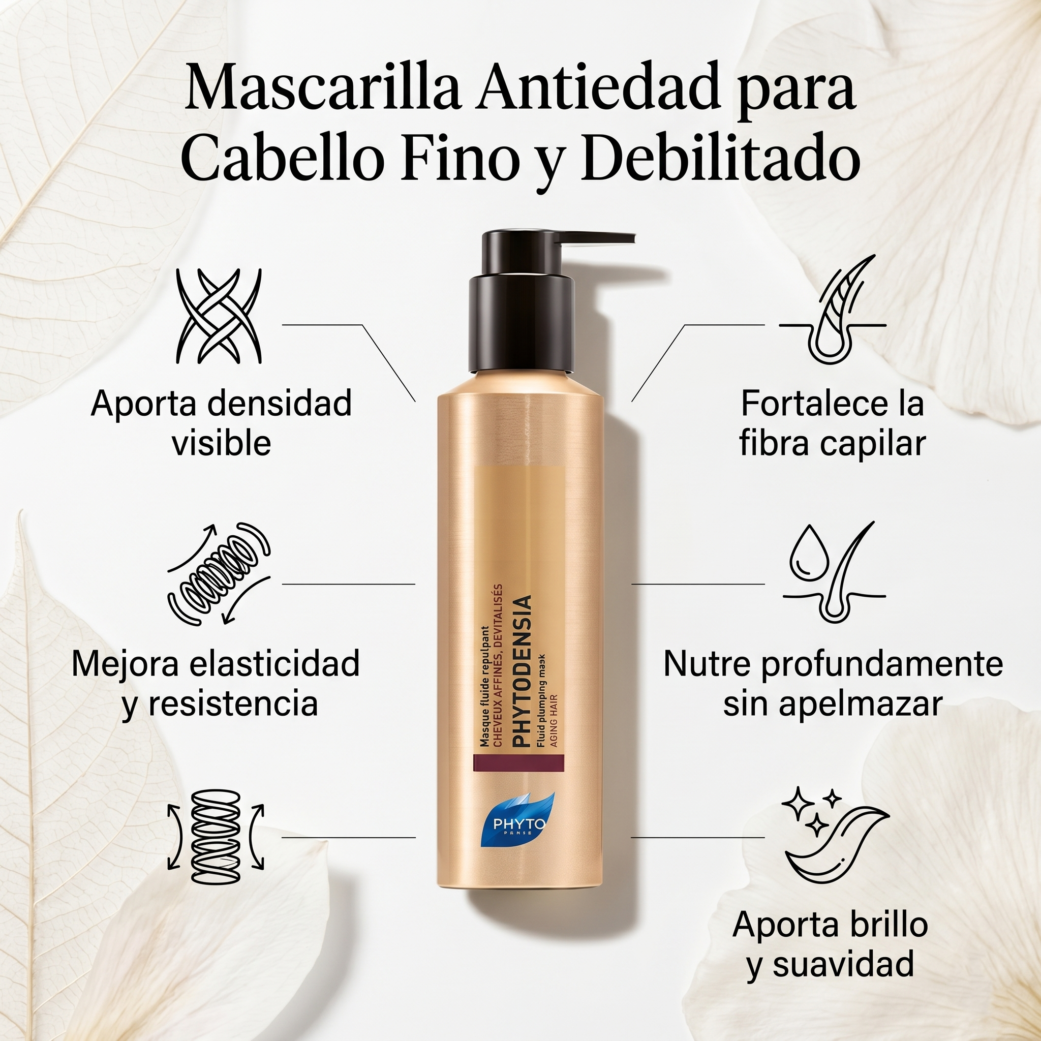 PHYTO PARIS Phytodensia Mascarilla Densificante para Cabello Fino | Aporta Volumen, Densidad y Vitalidad