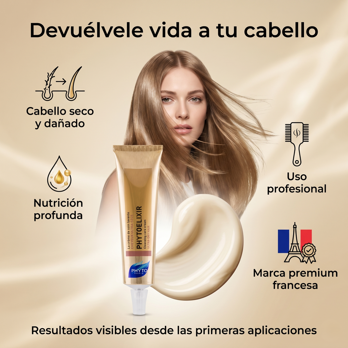 PHYTO PARIS Phytoelixir Crema Lavante Nutritiva para Cabello Muy Seco e Hidratación Profunda