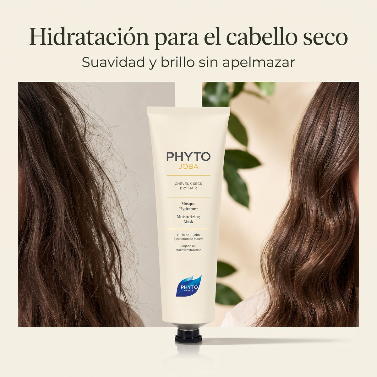 PHYTO PARIS Phytojoba Mask Mascarilla Hidratante para Cabello Seco con Aceite de Jojoba y Brillo Intenso