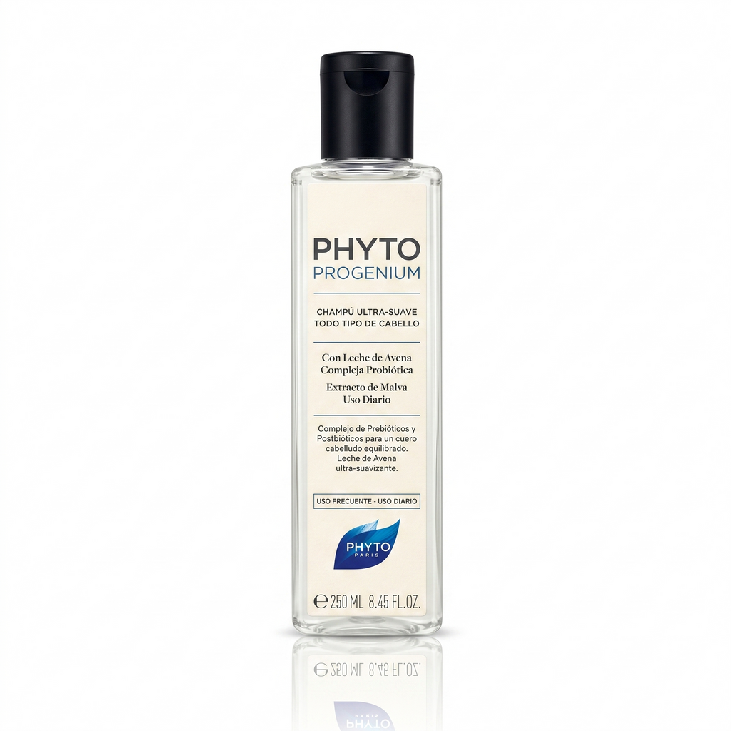 PHYTO PARIS Phytoprogenium Shampoo Hidratante Profesional para Cabello Seco y Sensible | Shampoo Suave de Uso Diario con Base Botánica, Limpieza Equilibrante, Brillo Intenso, Suavidad Extrema y Control de Frizz