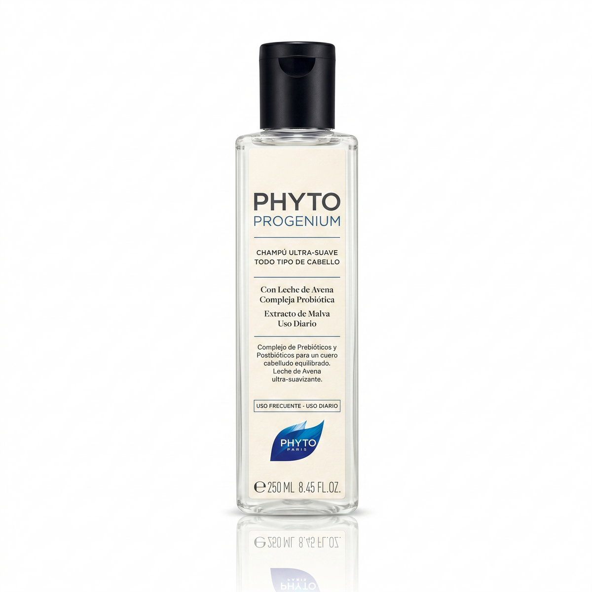 PHYTO PARIS Phytoprogenium Shampoo Hidratante Profesional para Cabello Seco y Sensible | Shampoo Suave de Uso Diario con Base Botánica, Limpieza Equilibrante, Brillo Intenso, Suavidad Extrema y Control de Frizz