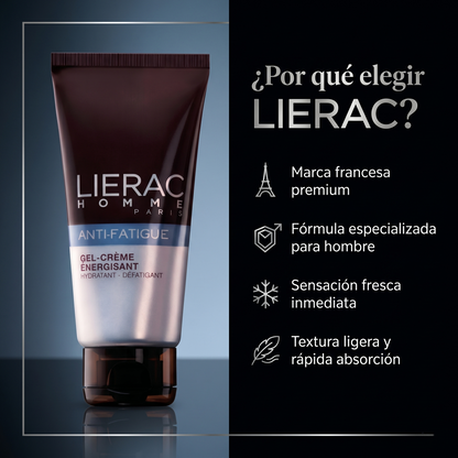 LIERAC Homme Gel Facial Antifatiga Hombre Hidratante Energizante 50 ml