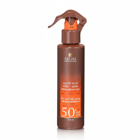 ARUAL Protector Solar SPF 50+ Spray Dermatológico Resistente al Agua Protección UVA UVB Para Piel Sensible Acabado Invisible 200 Ml