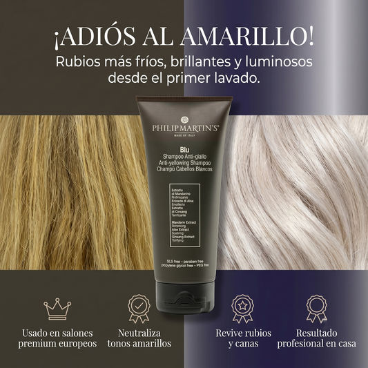 PHILIP MARTIN’S Blu Shampoo Matizador Anti Amarillo para Rubios y Canas 200 ml