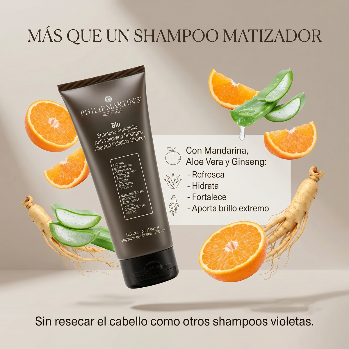 PHILIP MARTIN’S Blu Shampoo Matizador Anti Amarillo para Rubios y Canas 200 ml