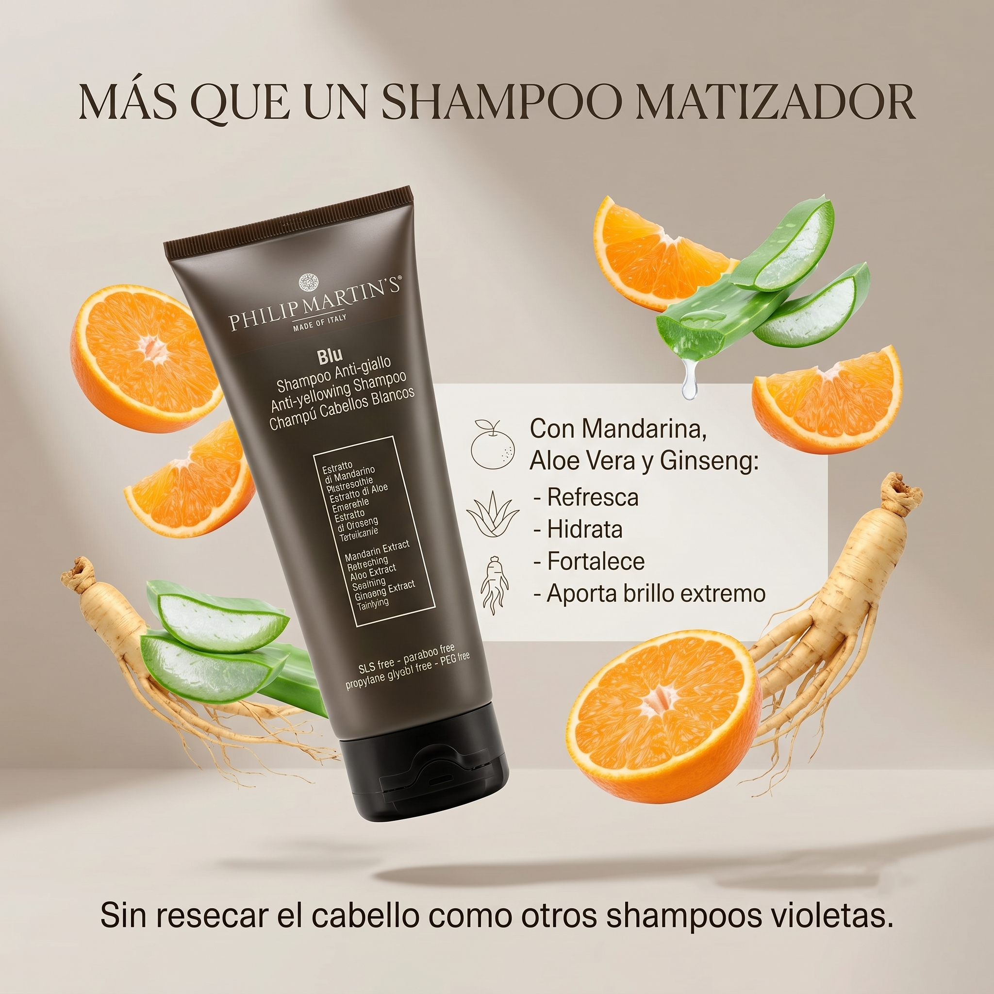 PHILIP MARTIN’S Blu Shampoo Matizador Anti Amarillo para Rubios y Canas 200 ml