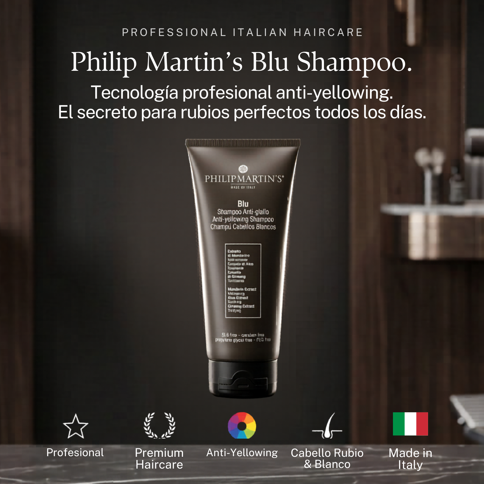 PHILIP MARTIN’S Blu Shampoo Matizador Anti Amarillo para Rubios y Canas 200 ml