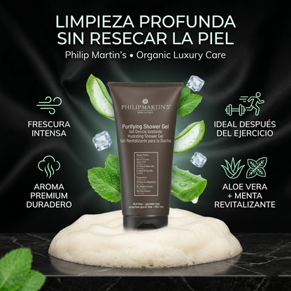 PHILIP MARTIN’S Purifying Shower Gel de Ducha Refrescante Con Aloe Vera Y Menta Para Uso Diario