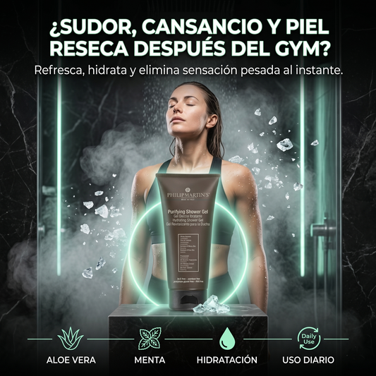 PHILIP MARTIN’S Purifying Shower Gel de Ducha Refrescante Con Aloe Vera Y Menta Para Uso Diario