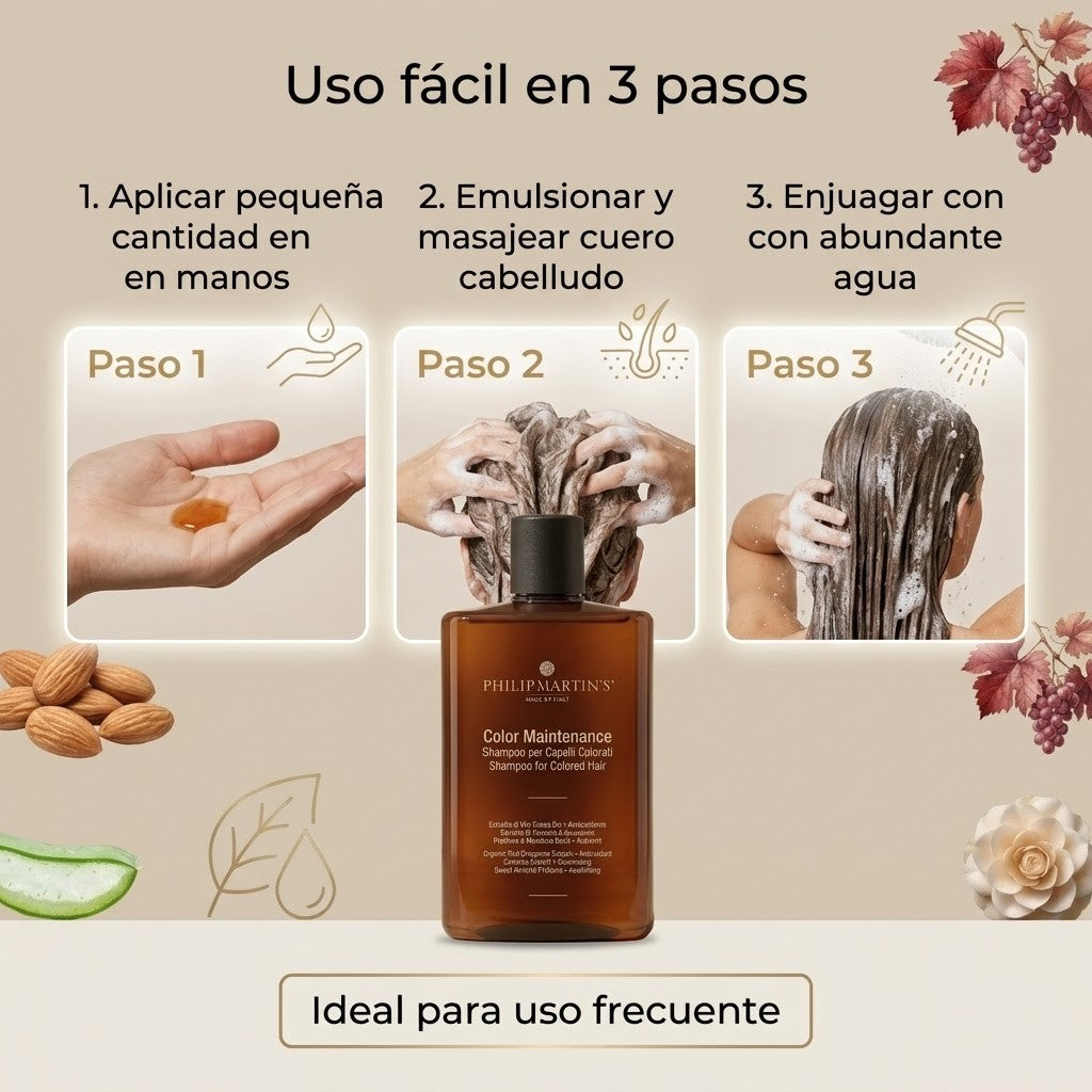 PHILIP MARTIN'S Color Maintenance Shampoo | Shampoo para Cabello Teñido, Shampoo Profesional Protector del Color, Hidratante para Cabello Tratado Químicamente