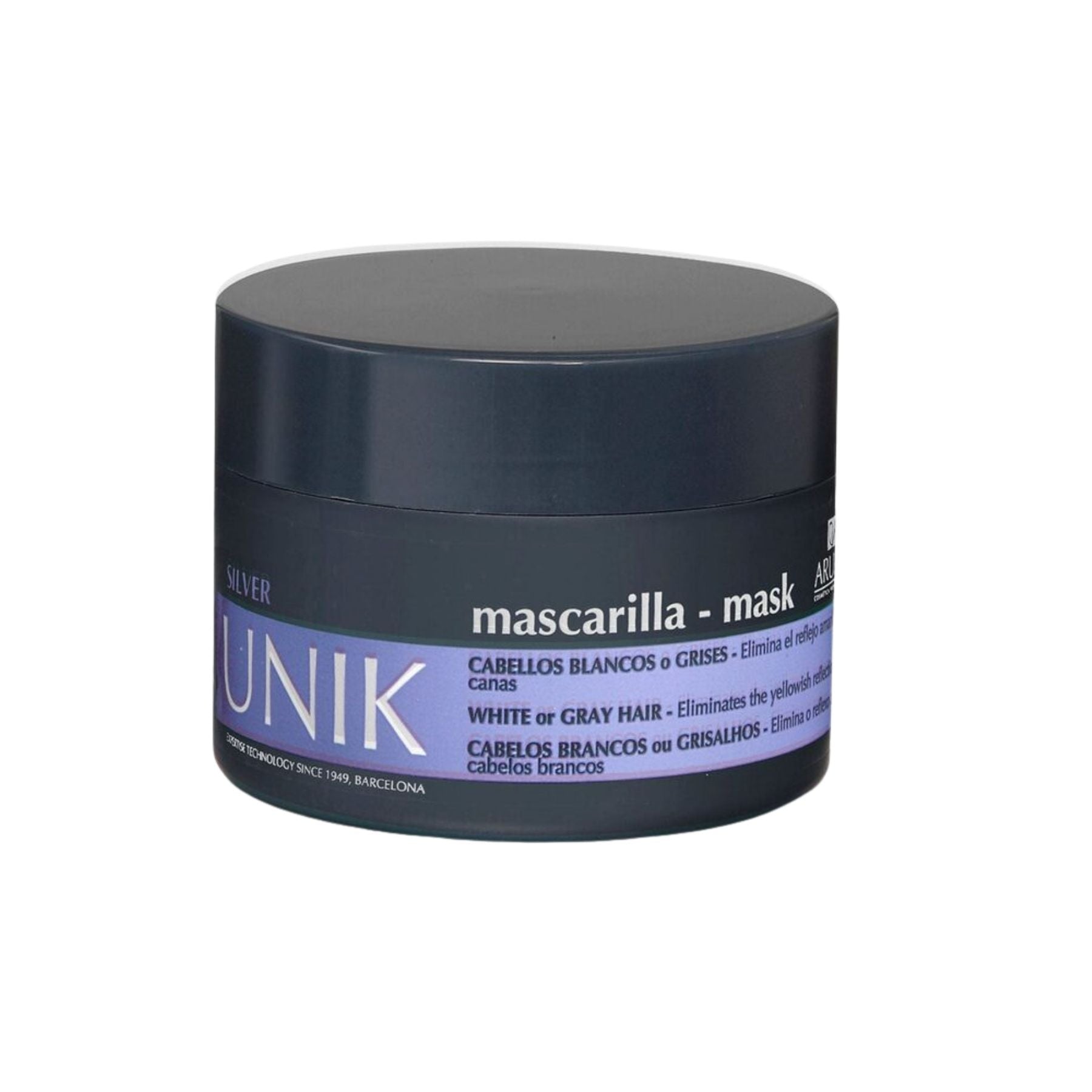 ARUAL UNIK Silver Mascarilla: Aporta cuidado y matiz para mantener reflejos fríos y uniformes.