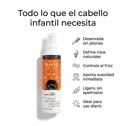 PHYTO PARIS Phytospecific Spray Desenredante Niños Cabello Rizado u Ondulado 250 ml – Anti Nudos, Suavizante, Sin Peso