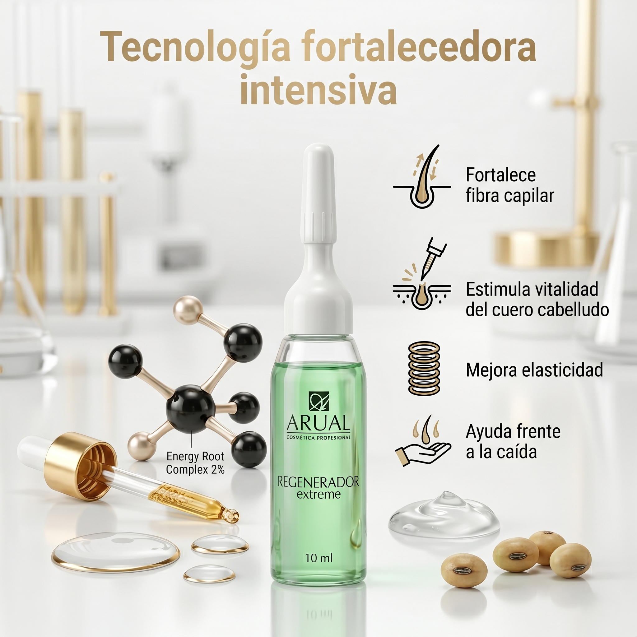 ARUAL Ampolletas Anticaída Regeneradoras Con Queratina Tratamiento Intensivo Fortalecedor Para Cabello Débil Quebradizo y Dañado 8 Ampolletas de 10ml