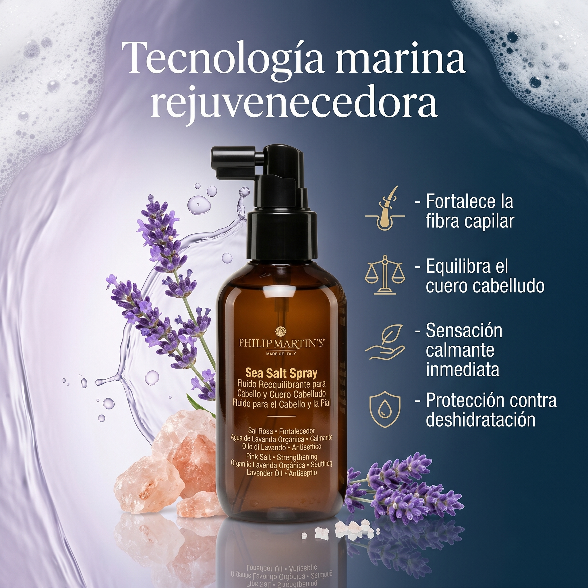 PHILIP MARTIN’S Sea Salt Spray Antifrizz Para Textura y Volumen Profesional 150 ml Tratamiento Capilar.
