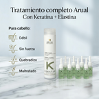 ARUAL Total Repair Kit con Keratina | Shampoo Reparador 250 ml + 8 Ampolletas Fortalecedoras | Tratamiento Capilar para Cabello Dañado, Débil y Quebradizo